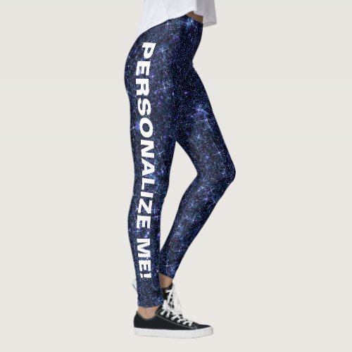 Magic Midnight Navy Blue Glitter CUSTOM TEXT Leggings