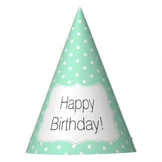 Magic Mint and White Polka Dot Birthday Party Party Hat