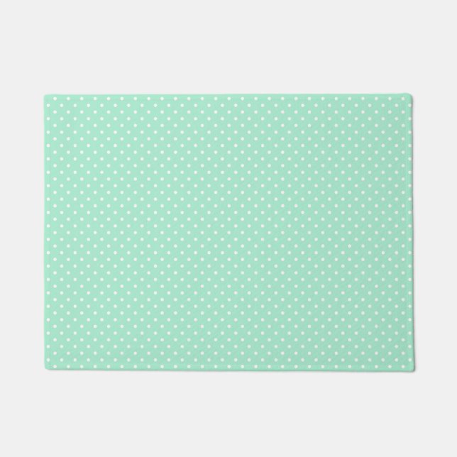 Magic Mint and White Polka Dot Pattern Doormat (Front)