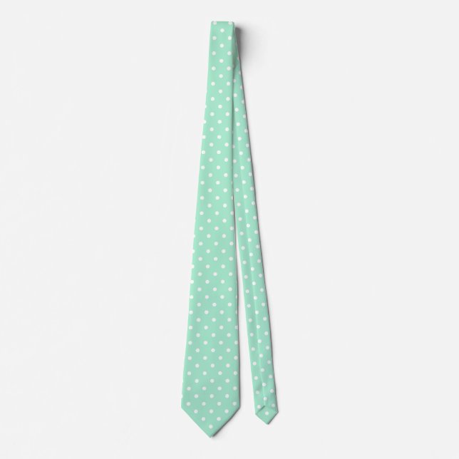 Magic Mint and White Polka Dot Pattern Neck Tie (Front)