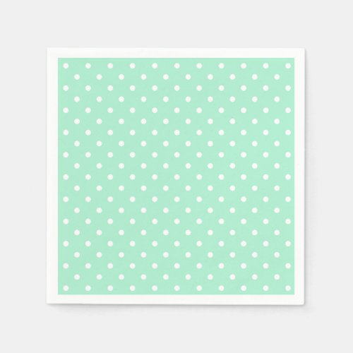 Magic Mint and White Polka Dot Pattern Paper Napkins