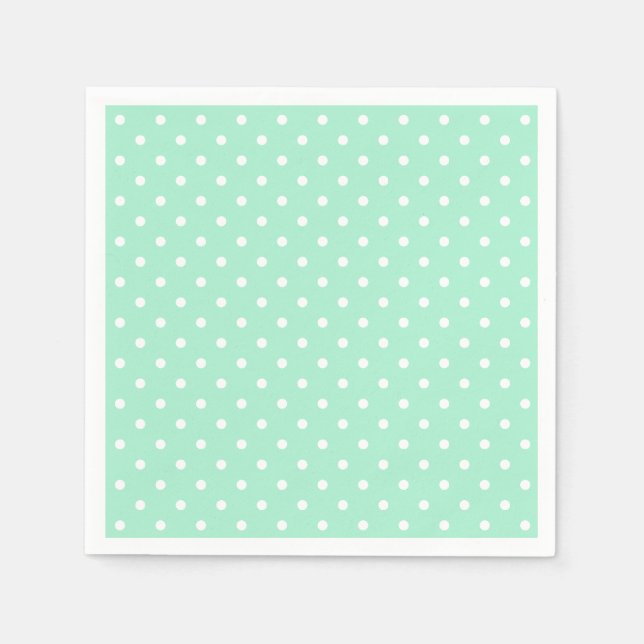 Magic Mint and White Polka Dot Pattern Paper Napkins (Front)