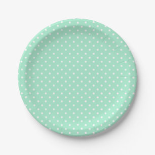 Magic Mint and White Polka Dot Pattern Paper Plates