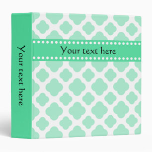 Magic Mint and White Quatrefoil Pattern Binder
