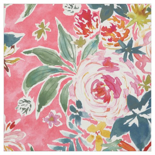 MAGIC MOMENT Colorful Floral Fabric | Zazzle