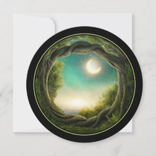 Magic Moon Tree Circle Flat Card