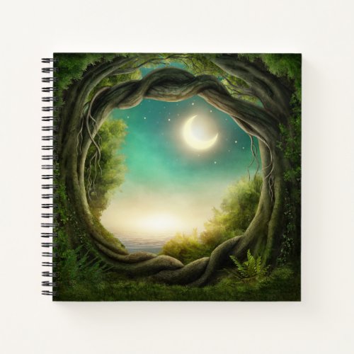 Magic Moon Tree Square Notebook