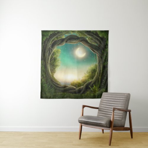 Magic Moon Tree Square Wall Tapestry