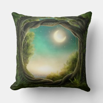 Magic Moon Tree Throw Pillow by FantasyPillows at Zazzle