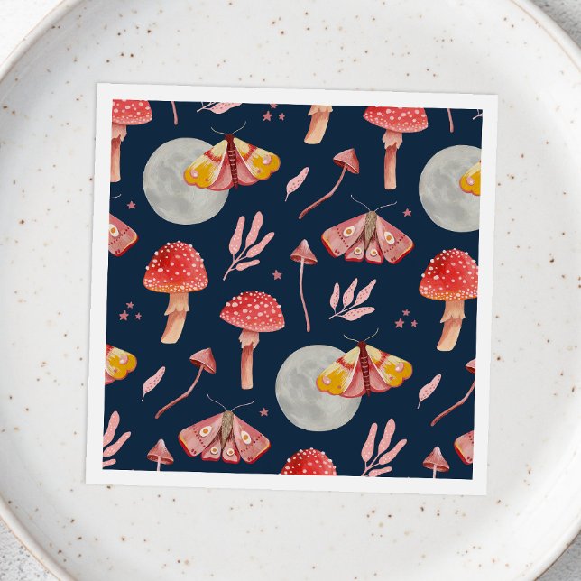 Magic moth and mushroom pattern. Woodland night Napkins (Creator Uploaded)