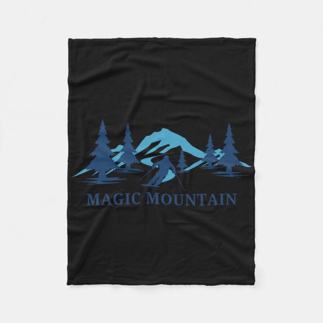 Magic Mountain Vermont Ski Resort Skiing Skier  Fleece Blanket (Front)