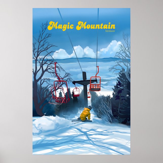Magic Mountain Vermont Ski Resort Travel Poster (Front)