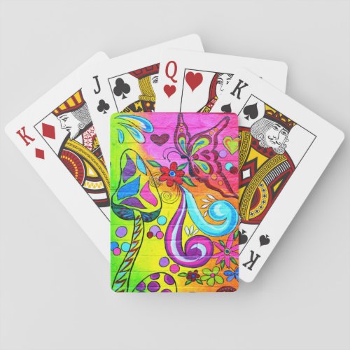 magic mushroom butterfly playing cards