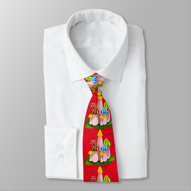 Magic Mushroom Cathedral Thunder_Cove Neck Tie (Tied)