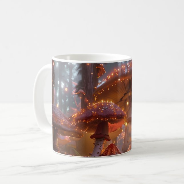 Magic Mushroom Fairy Forest Digital Art Coffee Mug (Front Left)