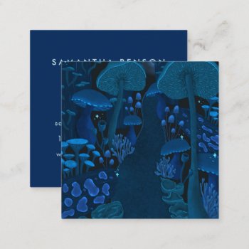 Magic Mushroom Forest Fantasy Square Business Card by dulceevents at Zazzle