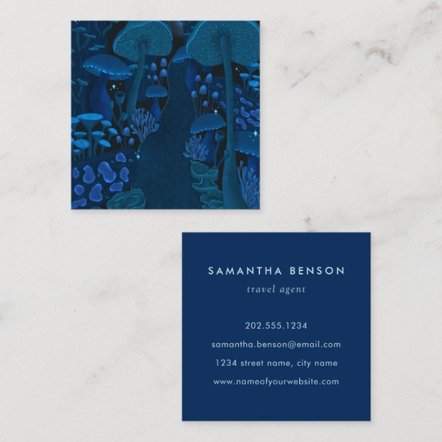 Magic Mushroom Forest Fantasy Square Business Card (Front/Back)