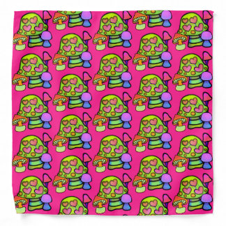 Magic Mushroom Love Hearts Print Bandana