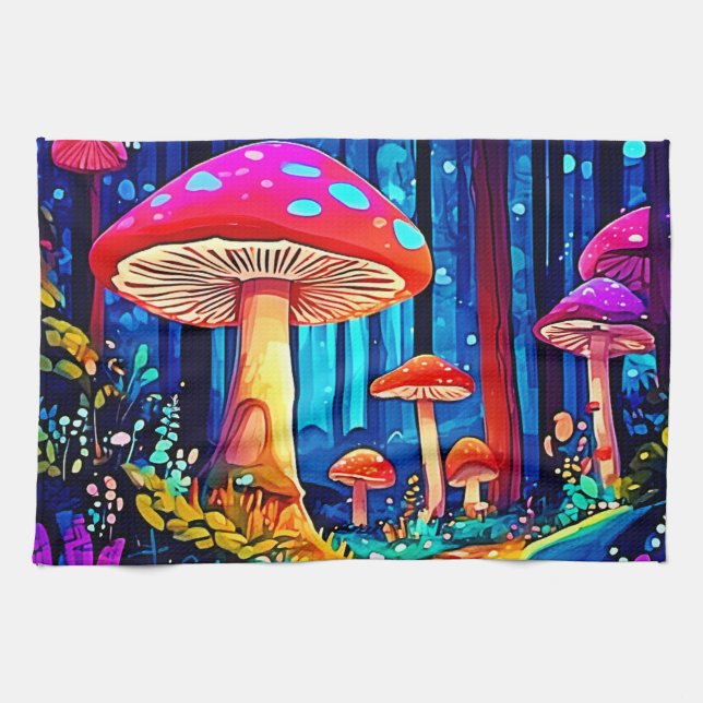 Magic Mushroom Path Design Kitchen Towel (Horizontal)