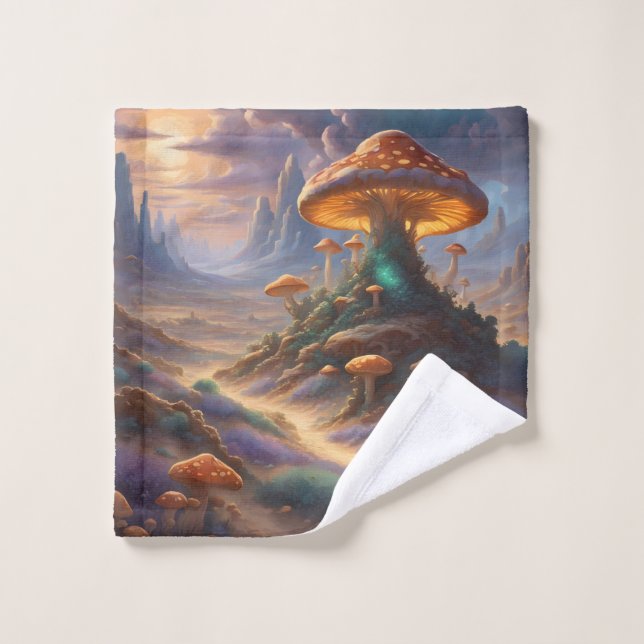 Magic Mushroom Planet  Bath Towel Set (Wash Cloth)