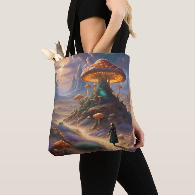 Magic Mushroom Planet  Tote Bag (Close Up)