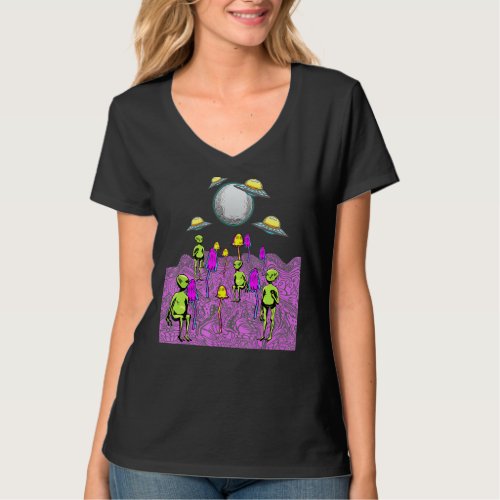 Magic Mushroom Psychedelic Alien Trip Shroom Edm G T_Shirt