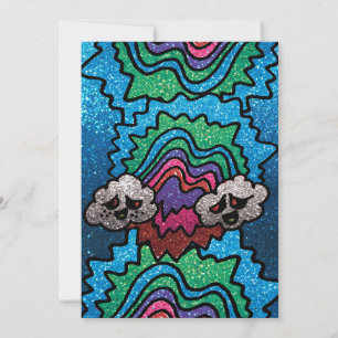 Magic Mushroom Rainbow Glitter Whimsical Birthday Invitation