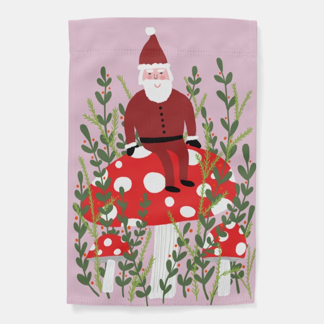 Magic Mushroom Sweet Santa Xmas Christmas Garden Flag (Front)