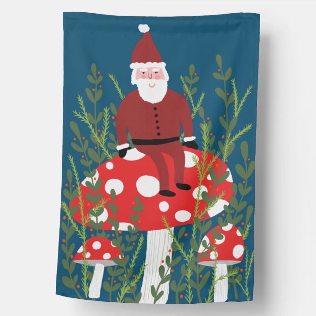 Magic Mushroom Sweet Santa Xmas Christmas House Flag (Front)