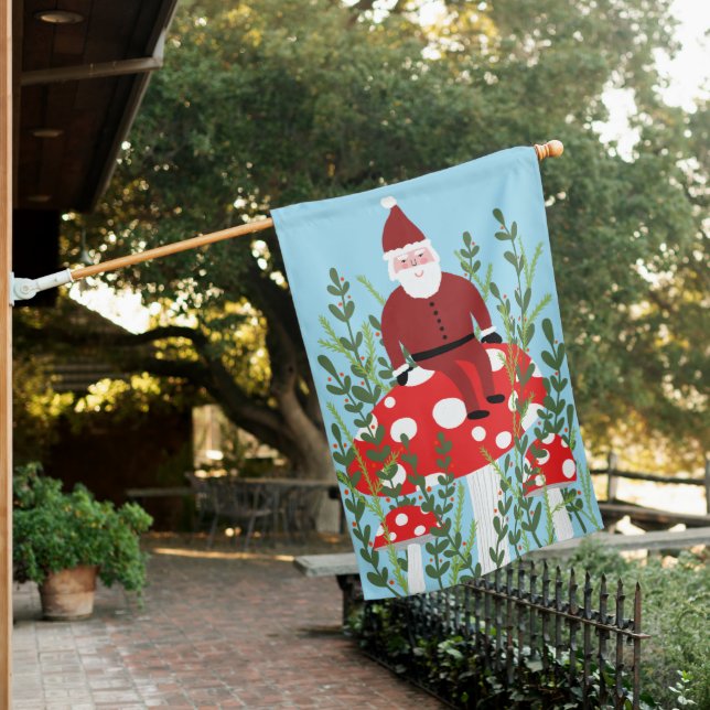 Magic Mushroom Sweet Santa Xmas Christmas House Flag (In SItu)