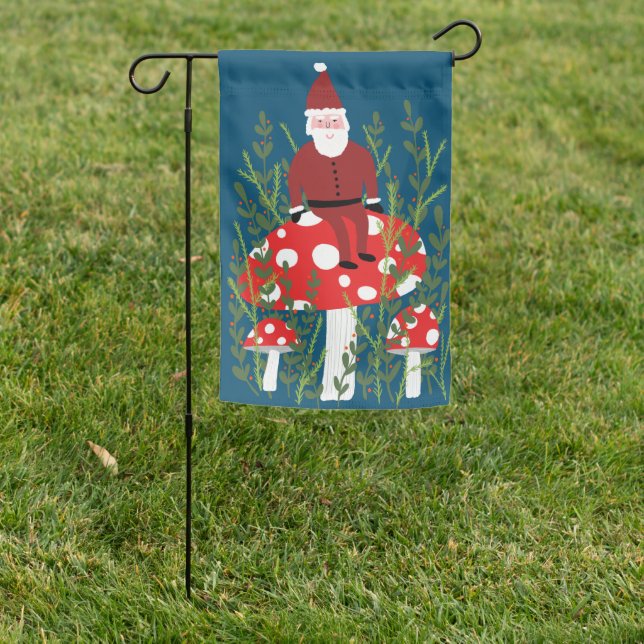 Magic Mushroom Sweet Santa Xmas Christmas One-Side Garden Flag (In SItu)