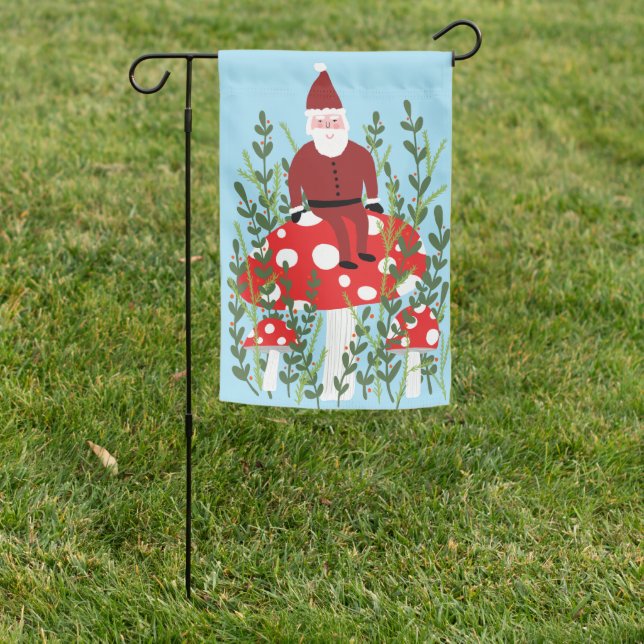 Magic Mushroom Sweet Santa Xmas Christmas One-Side Garden Flag (In SItu)