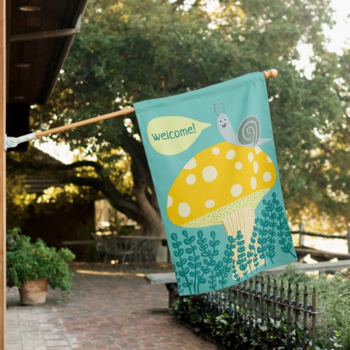 Magic Mushroom Sweet Snail Welcome CUSTOMIZE IT House Flag