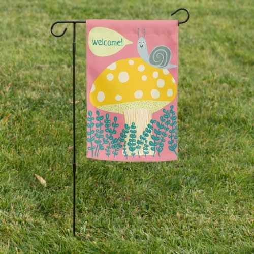 Magic Mushroom Sweet Snail Welcome  Garden Flag