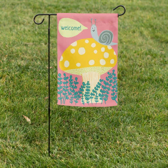 Magic Mushroom Sweet Snail Welcome  Garden Flag (In SItu)