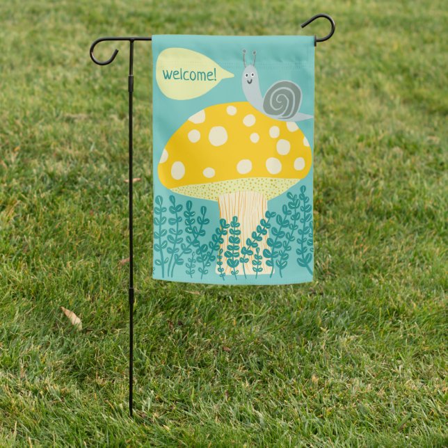 Magic Mushroom Sweet Snail Welcome  Garden Flag (In SItu)