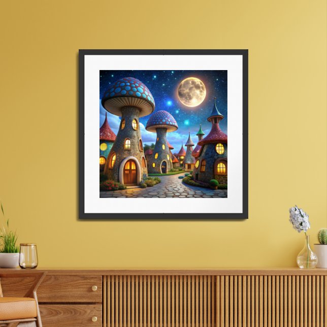 Magic Mushroom World: 4K Ultra-Realistic Modern Framed Art (Living Room)