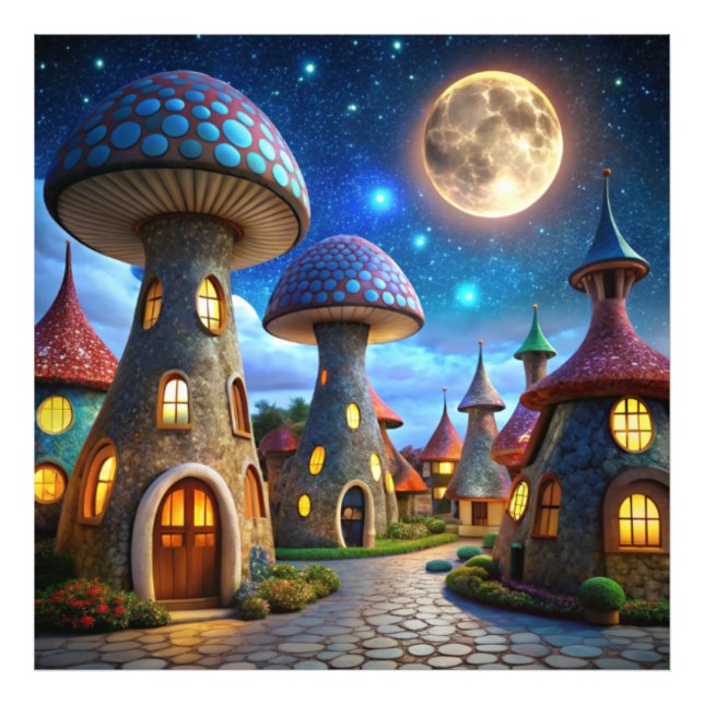 Magic Mushroom World: 4K Ultra-Realistic Modern Photo Print (Front)