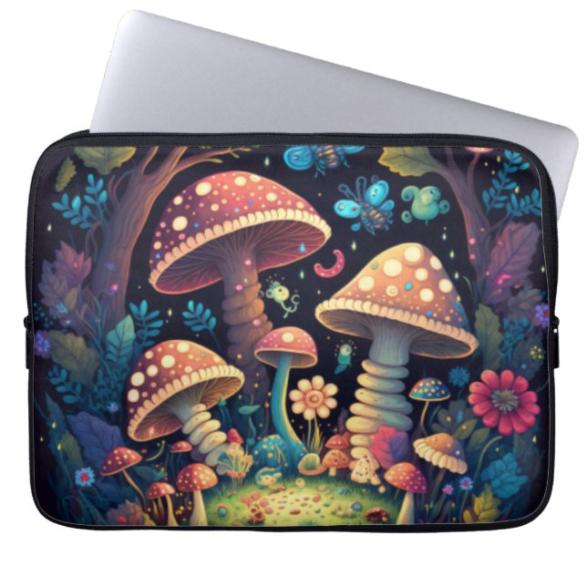 Magic mushrooms butterflies    laptop sleeve (Front)