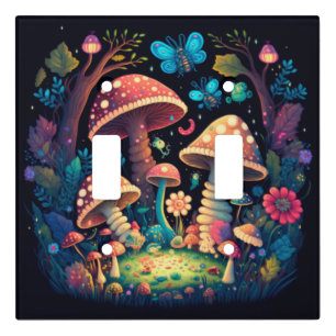 Magic mushrooms butterflies light switch cover