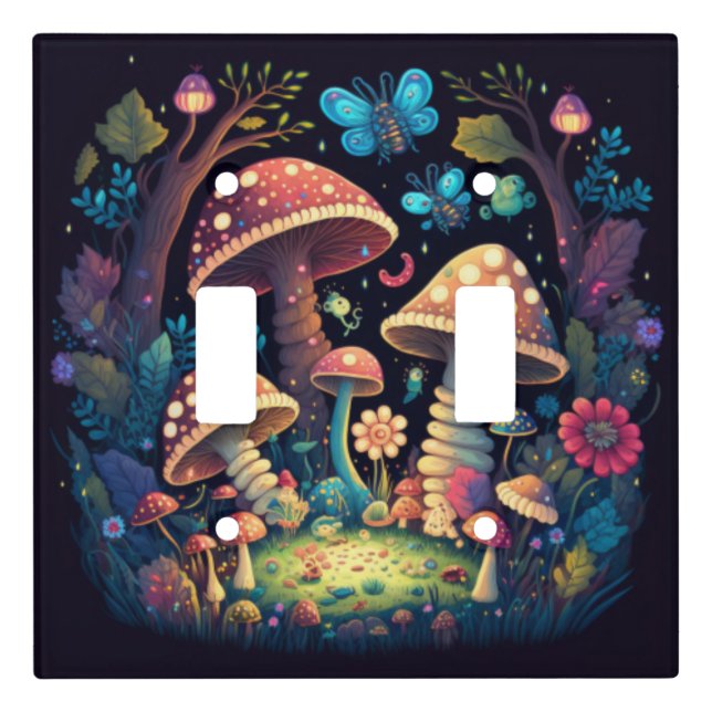 Magic mushrooms butterflies      light switch cover (Front)