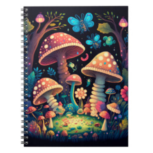 Magic mushrooms butterflies notebook