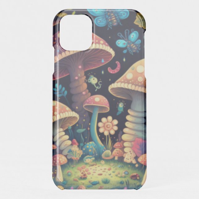 Magic mushrooms butterflies   uncommon iPhone case (Back)