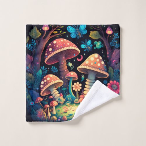 Magic mushrooms butterflies      wash cloth