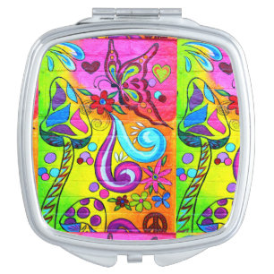 magic mushrooms butterfly groovy compact mirror