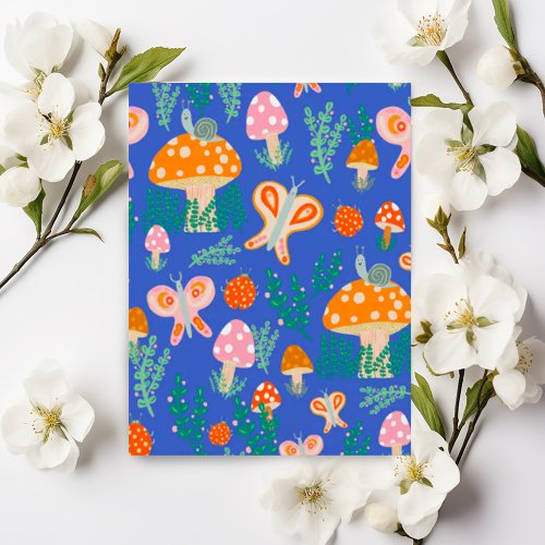 Magic Mushrooms Cute Butterflies Snails Ladybugs Postcard