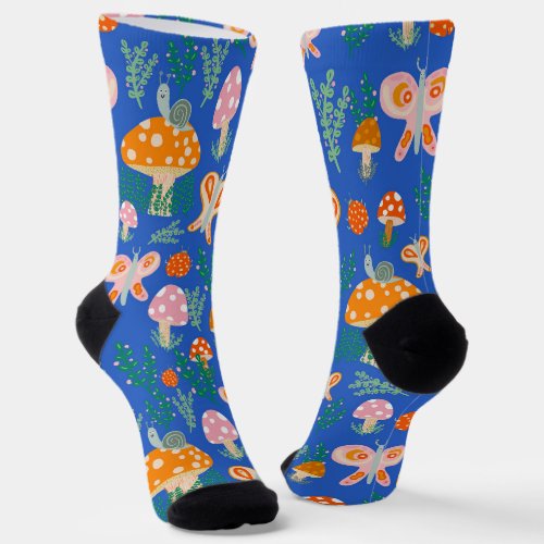 Magic Mushrooms Cute Butterflies Snails Ladybugs Socks