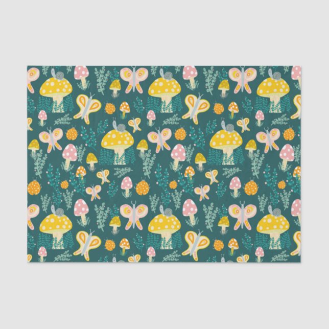 Magic Mushrooms Cute Butterflies Snails Ladybugs Tissue Paper (Front)