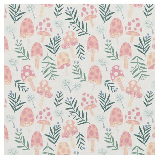 Magic Mushrooms Cute Forest Pattern Fabric