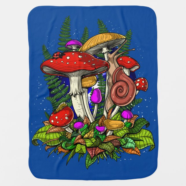 Magic Mushrooms Fungi Baby Blanket (Front)